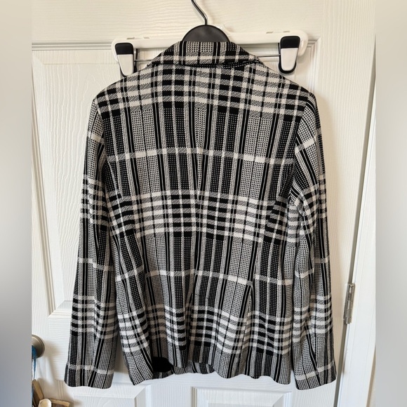 Philosophy Black and White Plaid Ponte Knit longline Blazer Jacket Size Medium - Picture 4 of 5